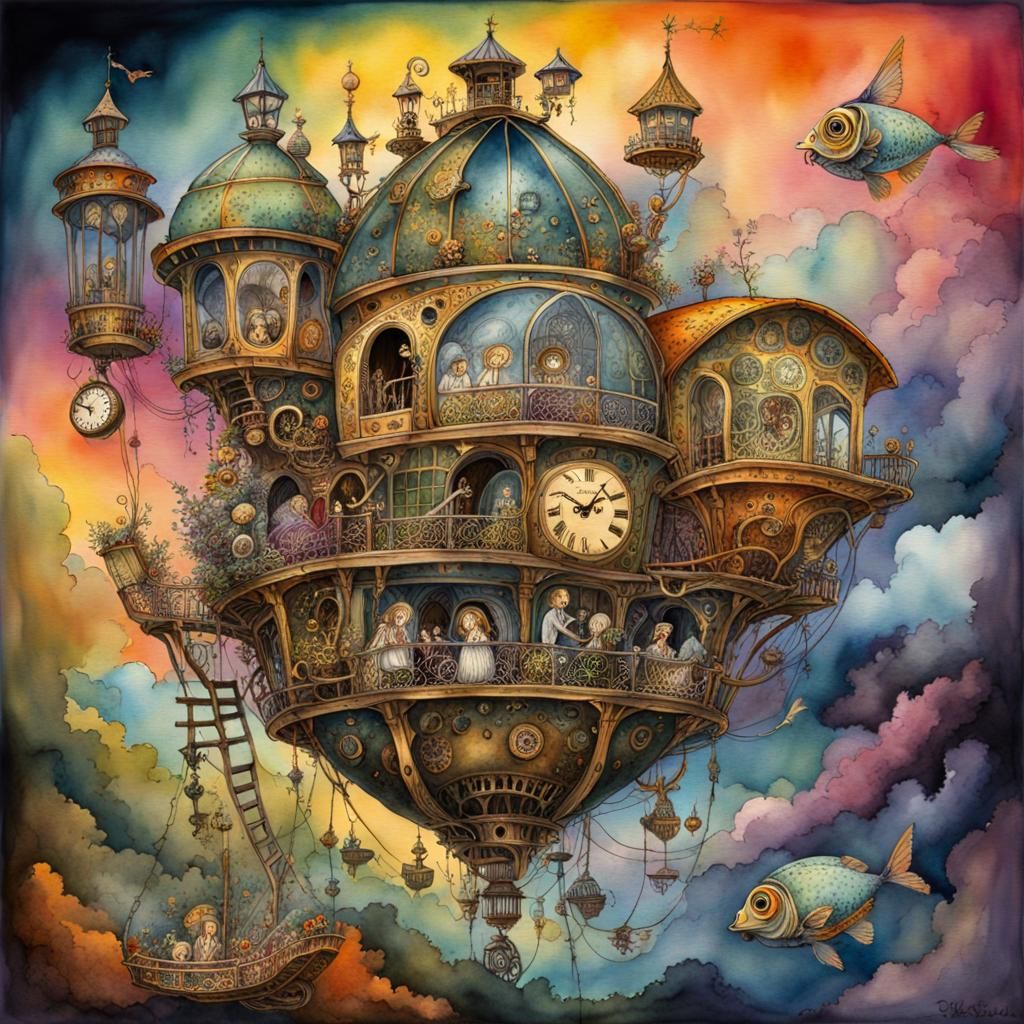 Whimsical Steampunk Spiderweb Machine Babysitters