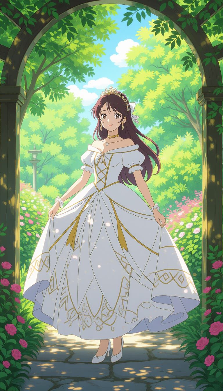 Anime Princess in Lush Environment, Studio Ghibli Style