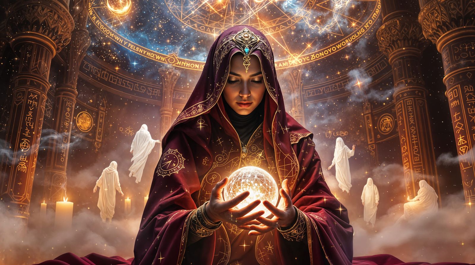 A Middle-Eastern Seer in a Timeless Celestial Chamber