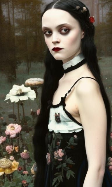 Wednesday Addams Portrait in Rococo Style