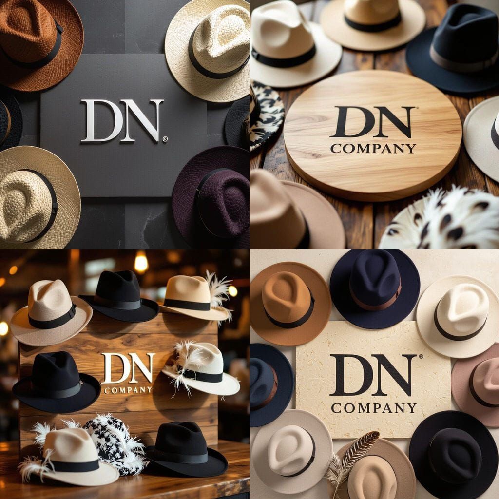 DN Company Logo on Board with Pan Feather Hats