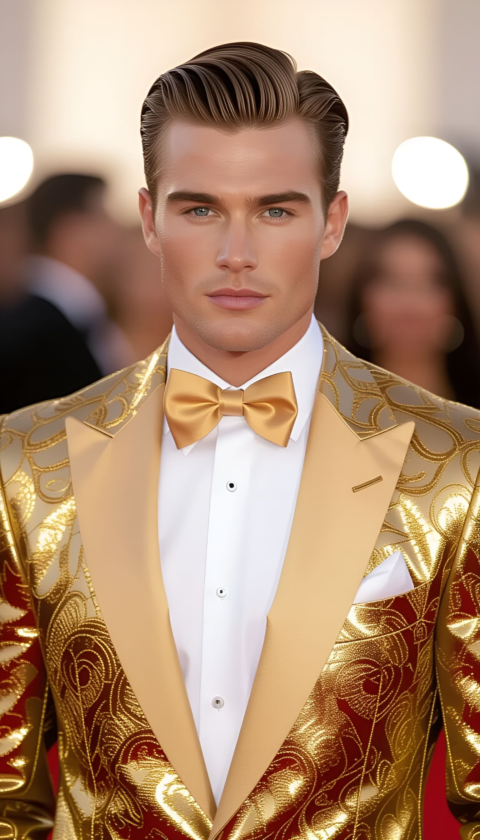 Handsome Man in Gold Tuxedo Portrait