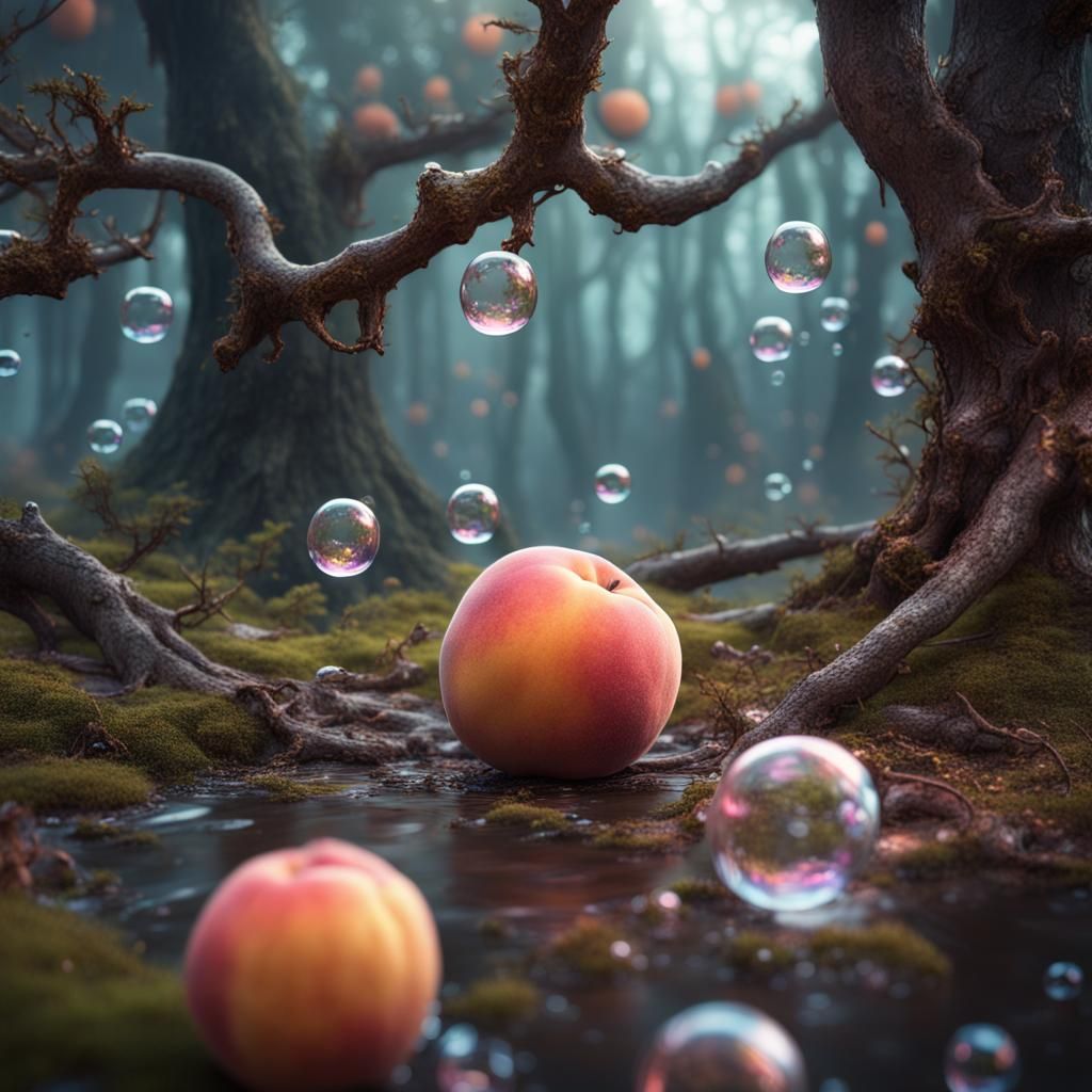 Dreamy Forest with Decaying Peach: Matte Painting