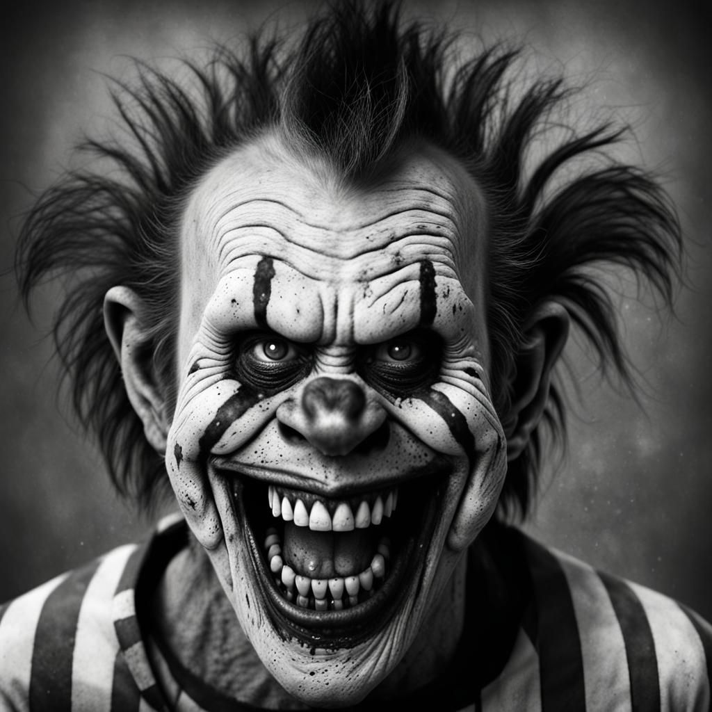 Maniacal Zombie Clown Monkey Mugshot: Detailed Digital Paint...