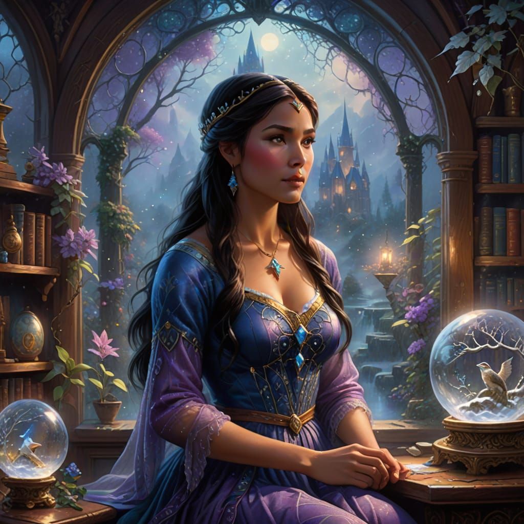 Ethereal Princess in Snow Globe - Fantasy Art