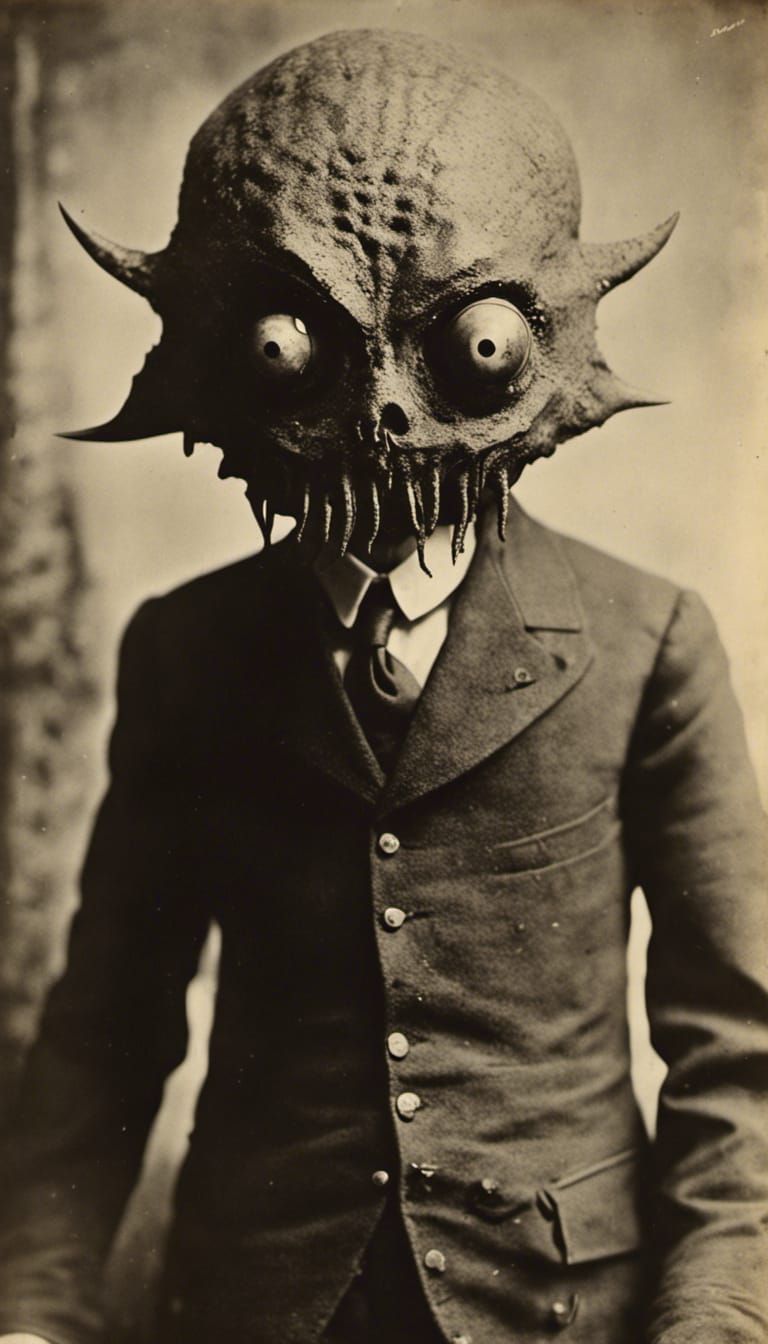 Nightmarish Creature in 1900s Style Photograph