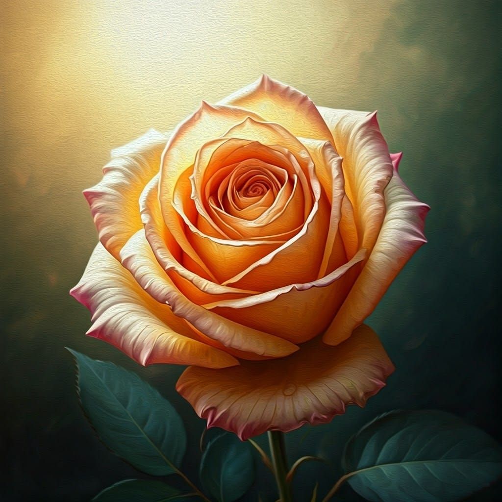 Wilting Rose in Impressionistic Oil Painting Style