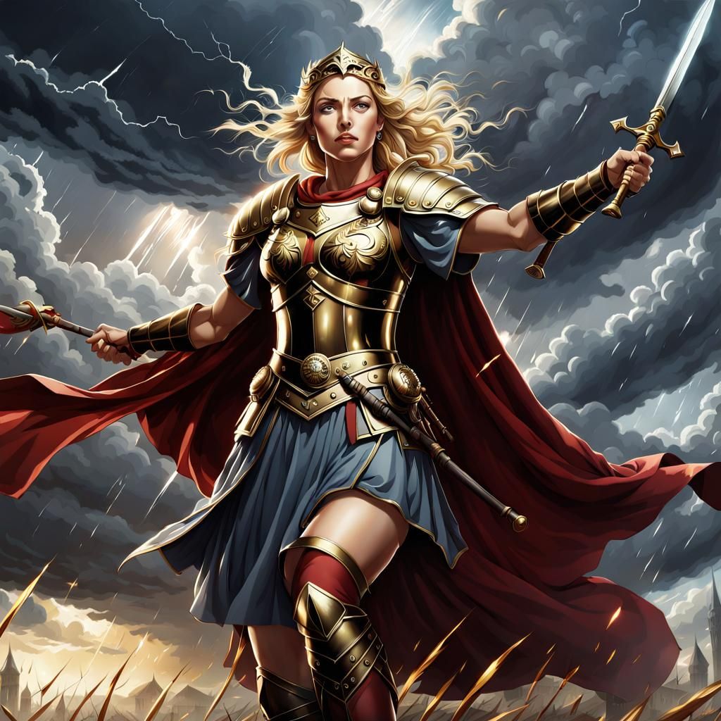 Anime Female Roman Commander Defends Position