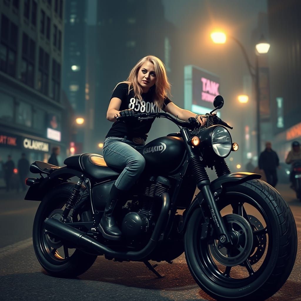 Avril Lavigne Rides Giger Motorcycle in Gotham