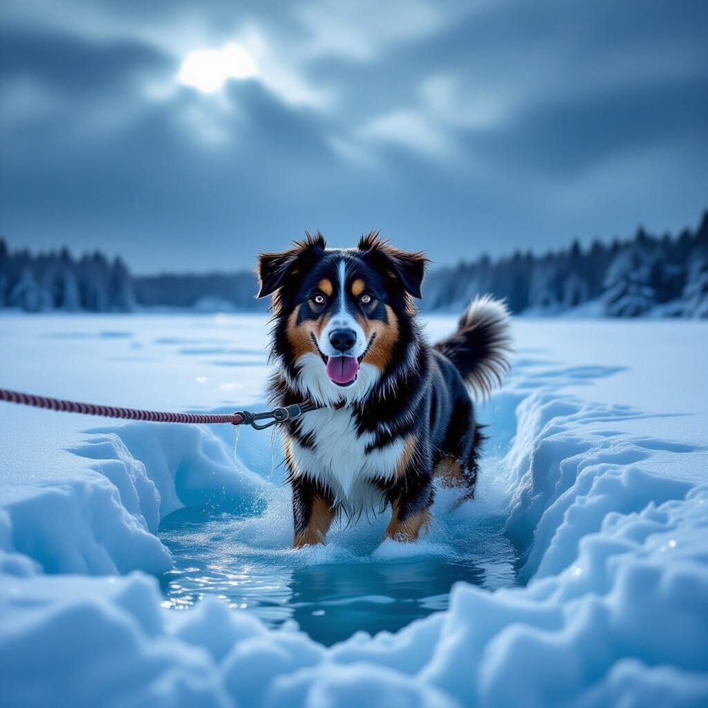 Heroic Dog Rescues Injured Man From Frozen Lake