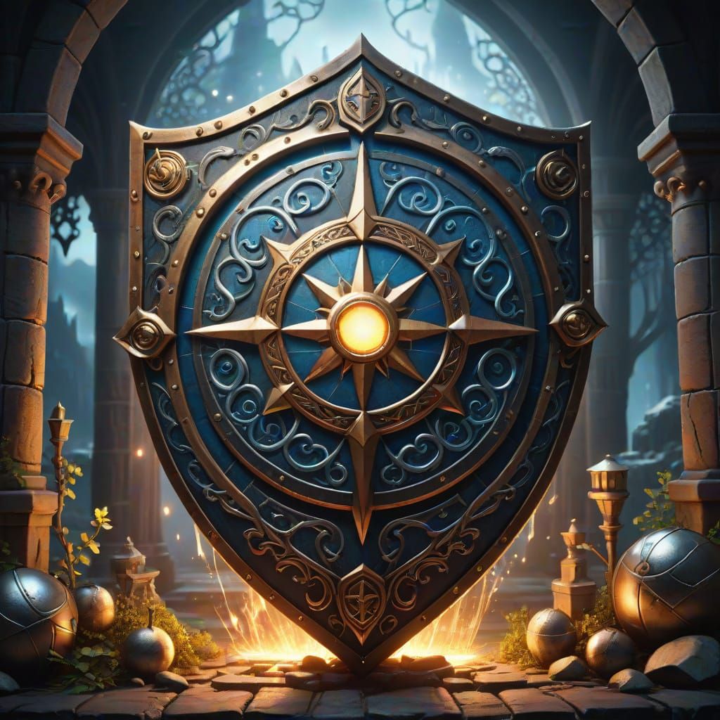 Mystical Shield Glows with Magical Symbols