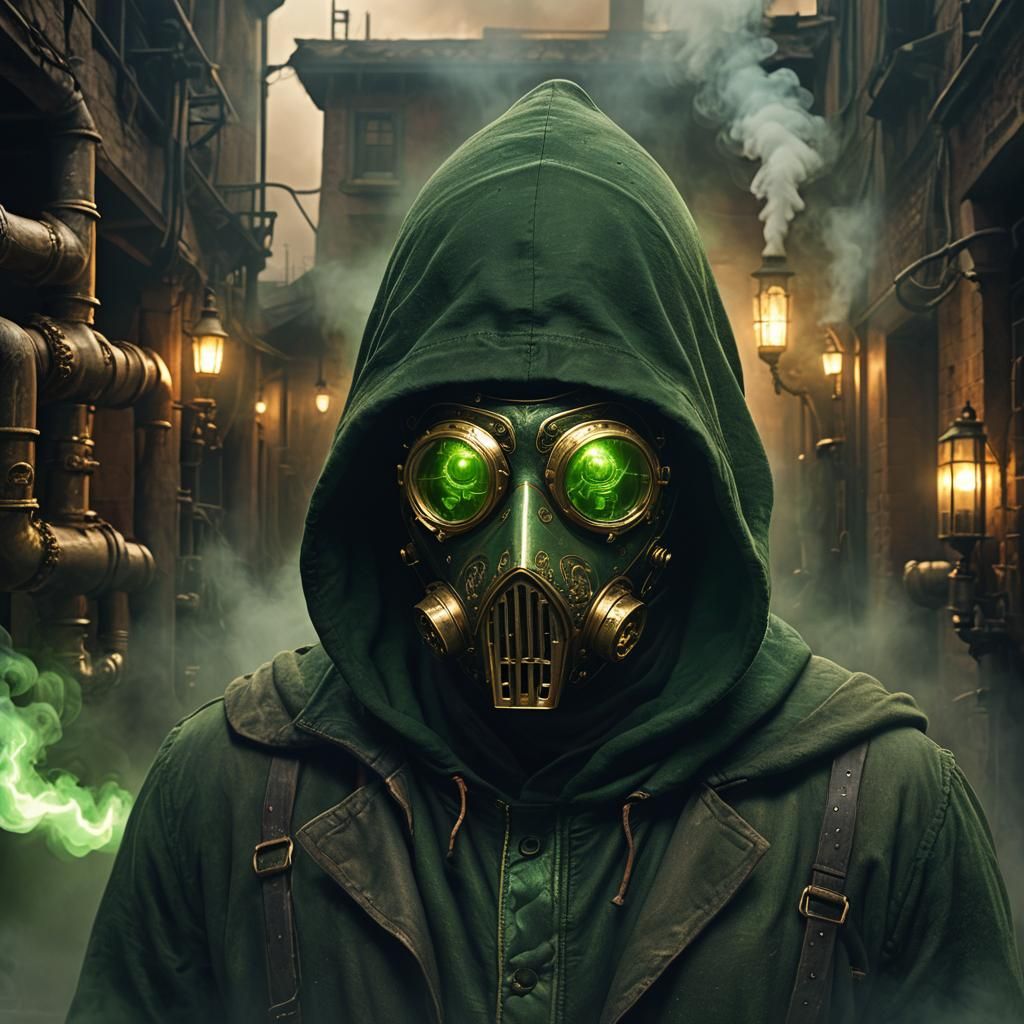 Hooded Figure with Glowing Eyes, Matte Painting