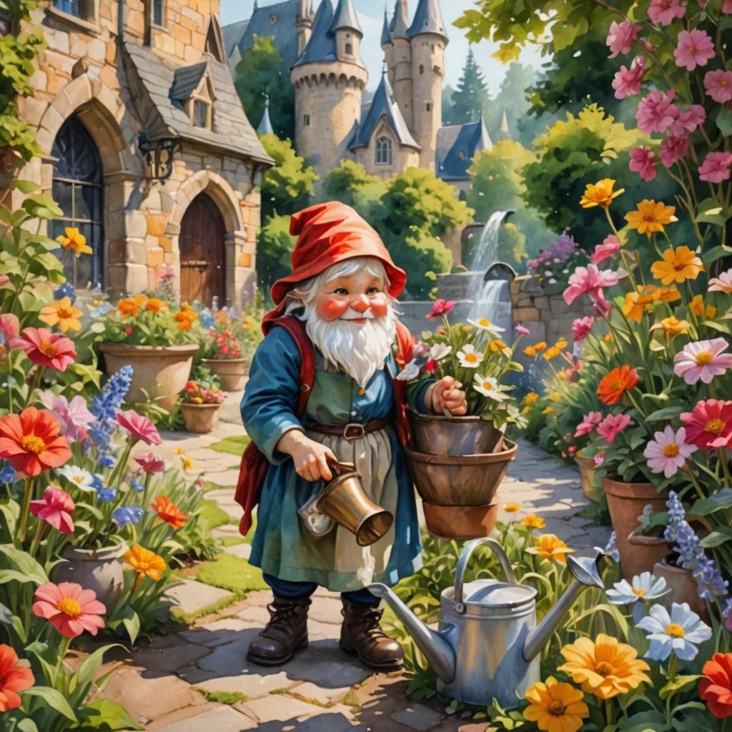 Little Old Gnome Woman Tending the Flowers 5