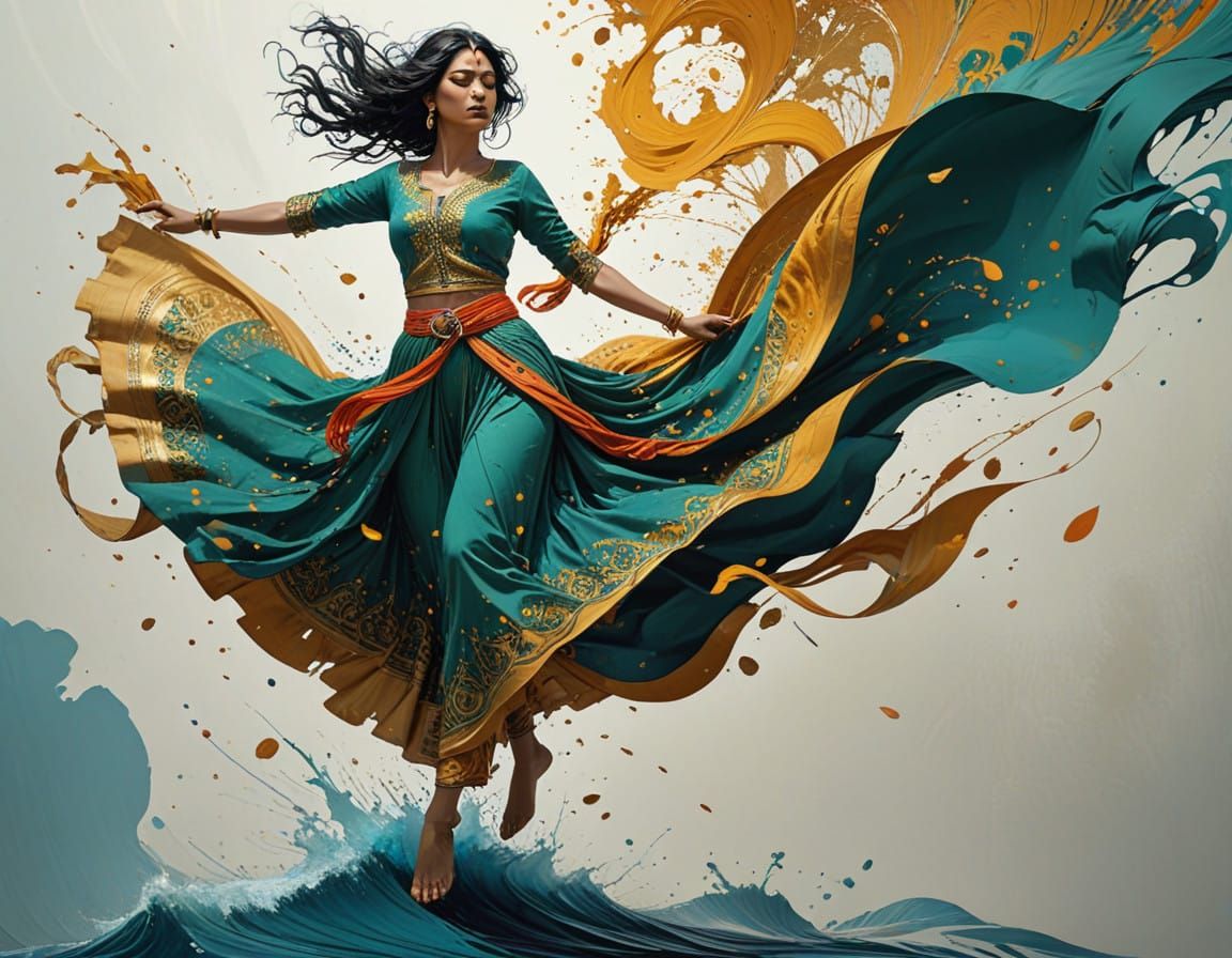 Elegance in motion, a tapestry of vibrant hues