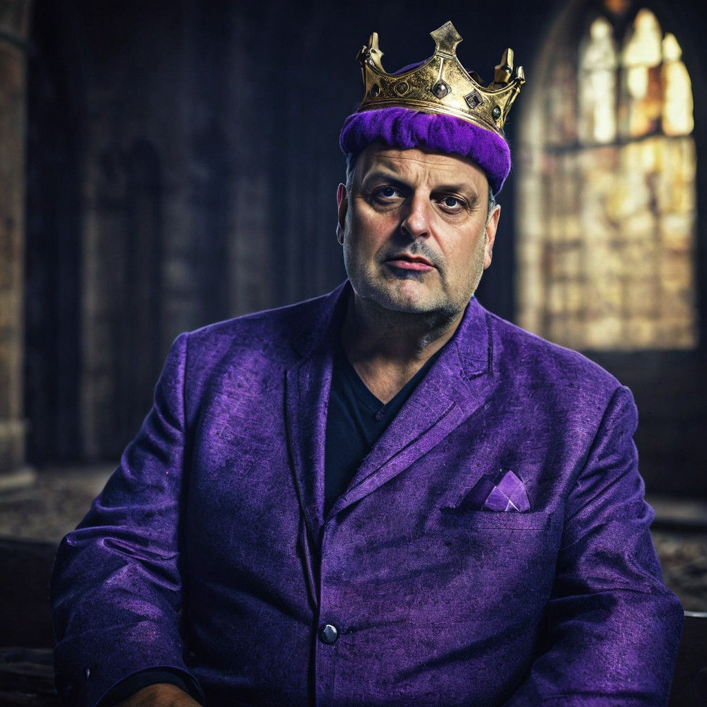 Dark Fantasy Royal in Regal Attire, Illuminated by Volumetri...