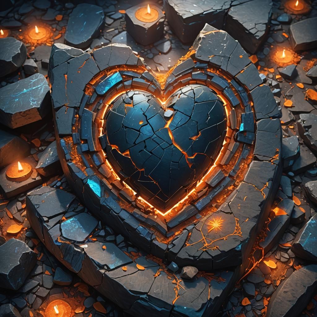 Shattered Heart on Mystical Pedestal in Fantasy Art