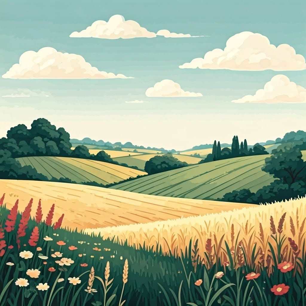 Patchwork rural scene