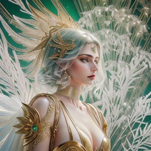 Elegant Digital Art Nouveau Portrait with Golden Ratio