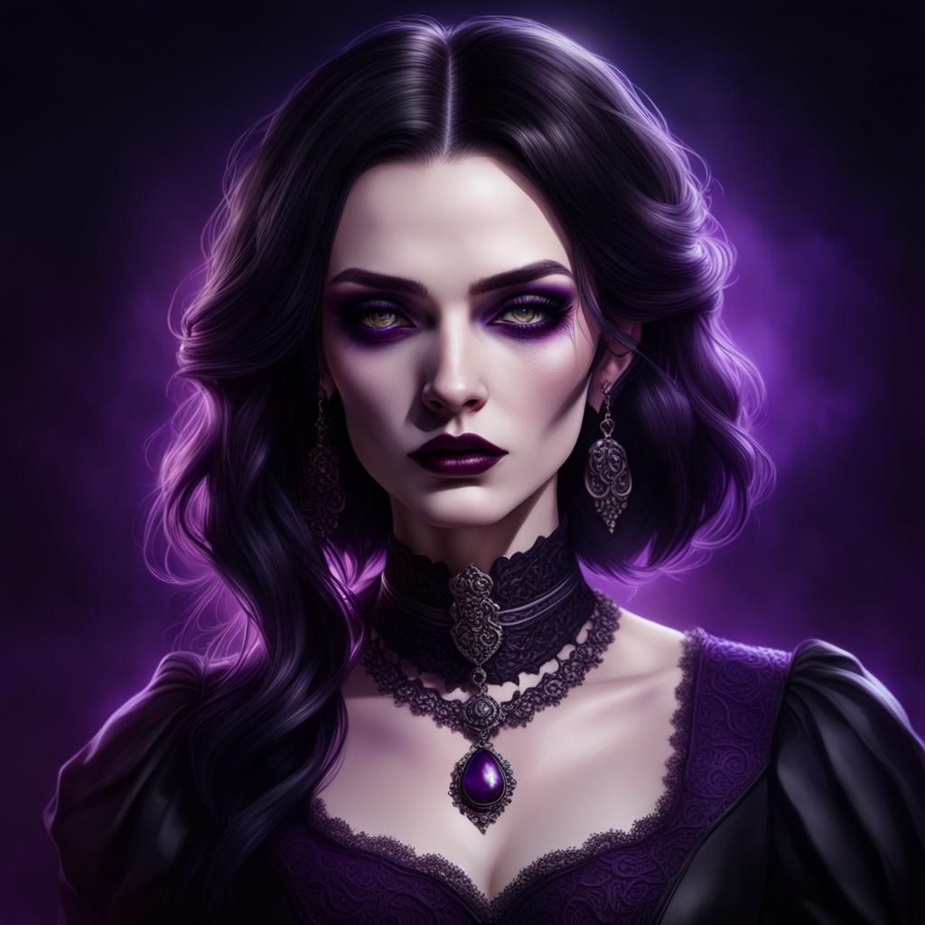 Gothic Woman Portrait in Hyperrealistic Concept Art