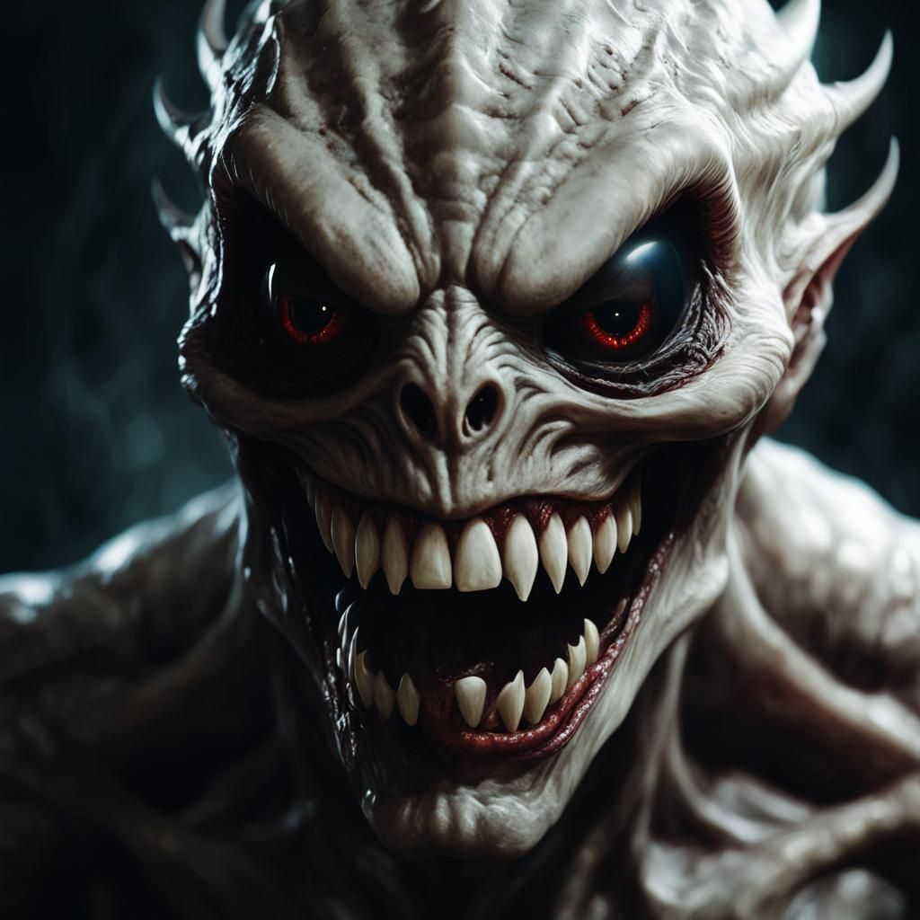 Terrifying Demon Alien Monster in Digital Horror Art