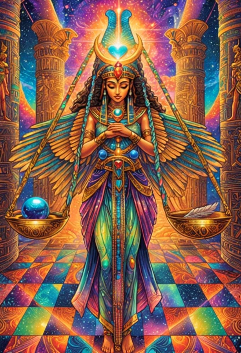 Egyptian Justice Goddess in Fractal Universe
