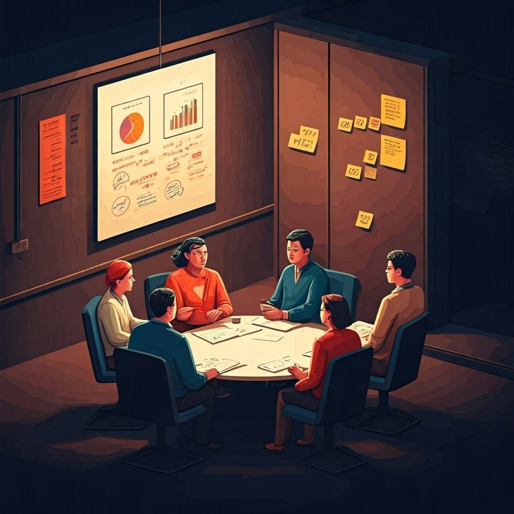 Six Individuals in Colorful Hats Engage in Thoughtful Discus...