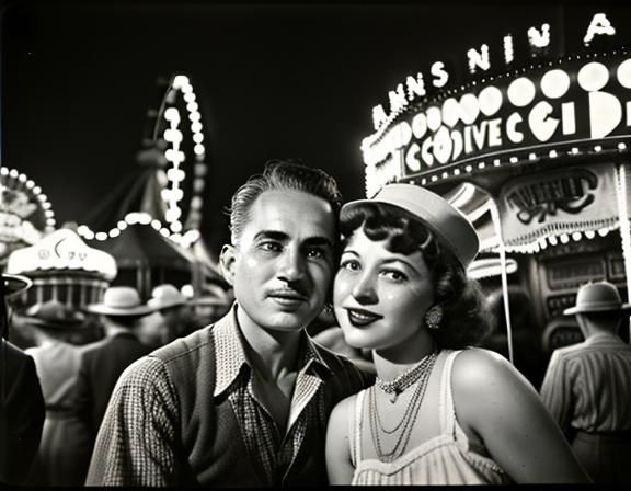 Coney Island Carnival Night, 1930s Cinematic Style