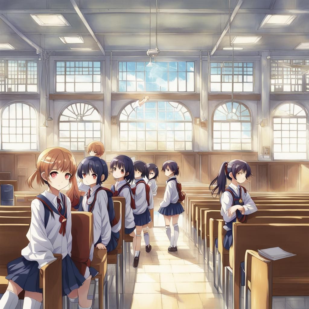 Anime Style School Scene in Japanese Manga