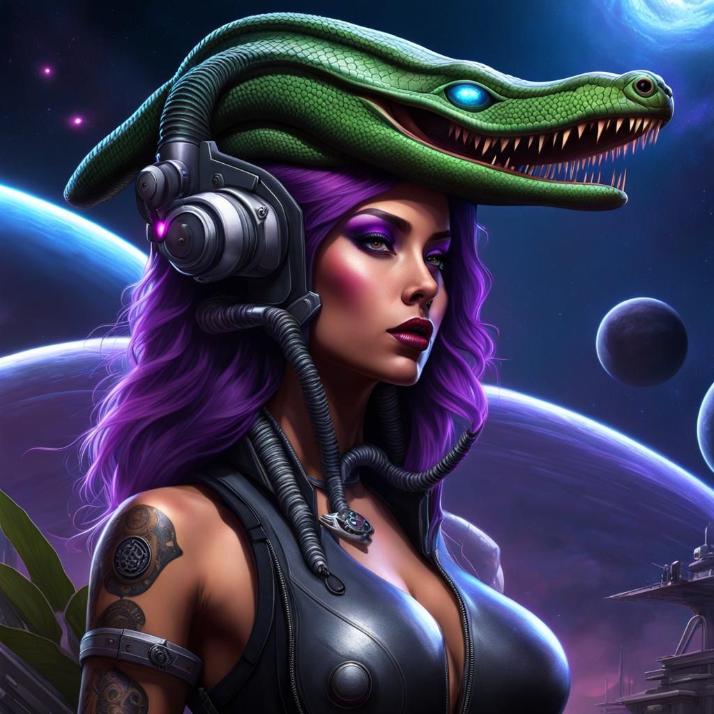 Punk Latina Space Cadet in Dark Fantasy Style