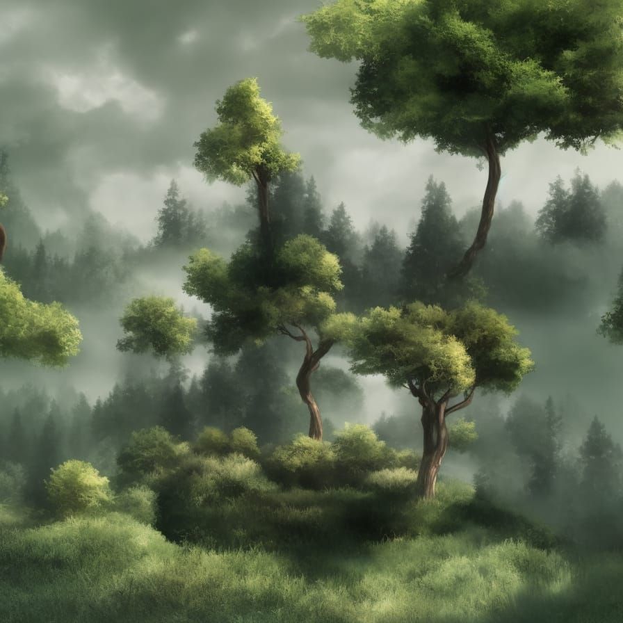 Detailed Matte Painting of Trees