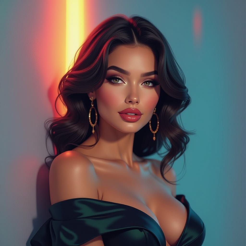 Stunning Woman in Hyperrealistic Splash Art Style