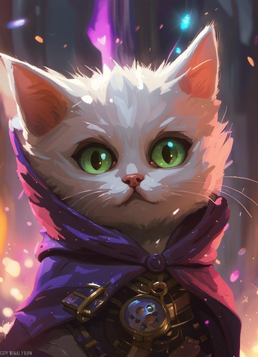 Chibi Catfolk Thief in Dramatic Lighting