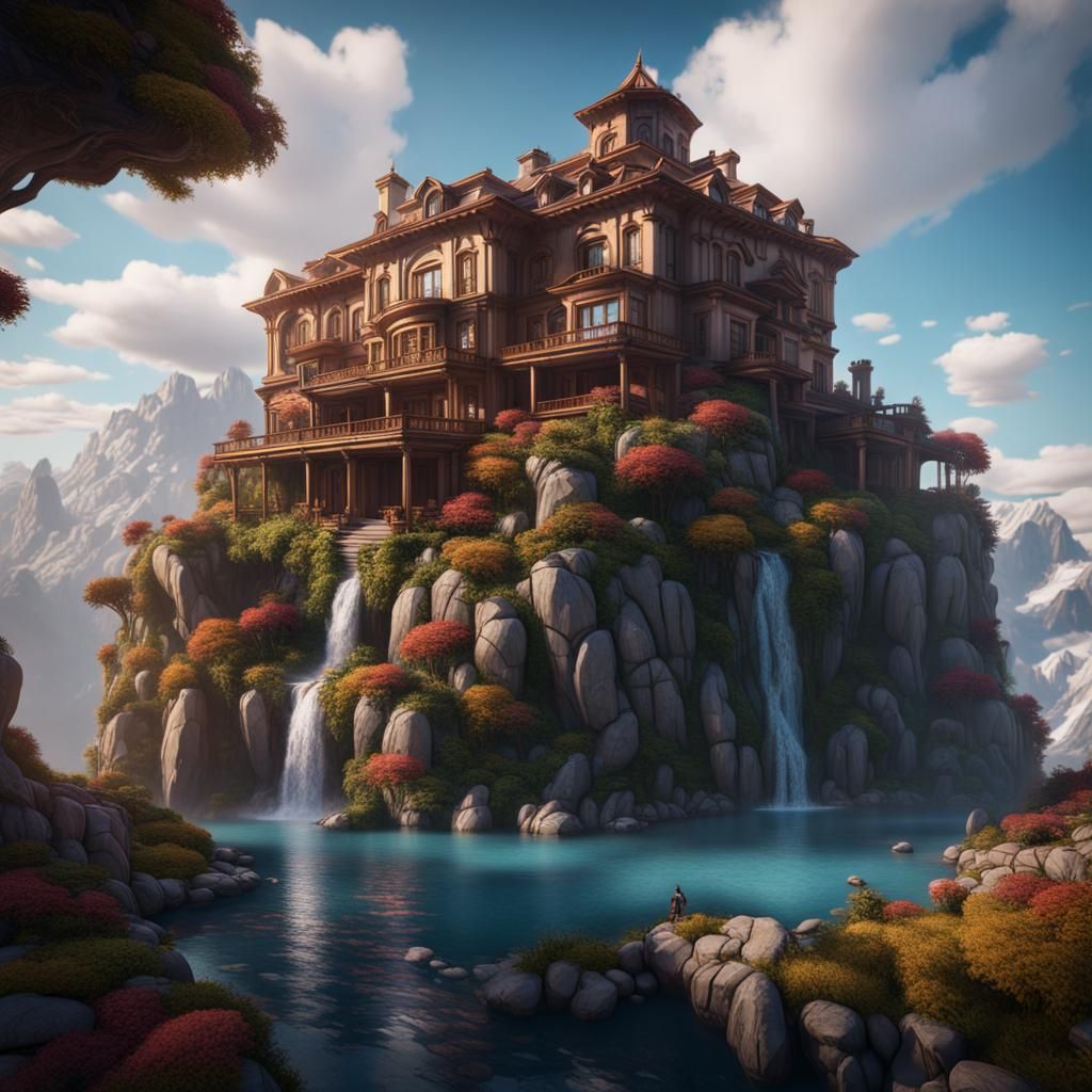 Fantastical Villa on Floating Mountain Island