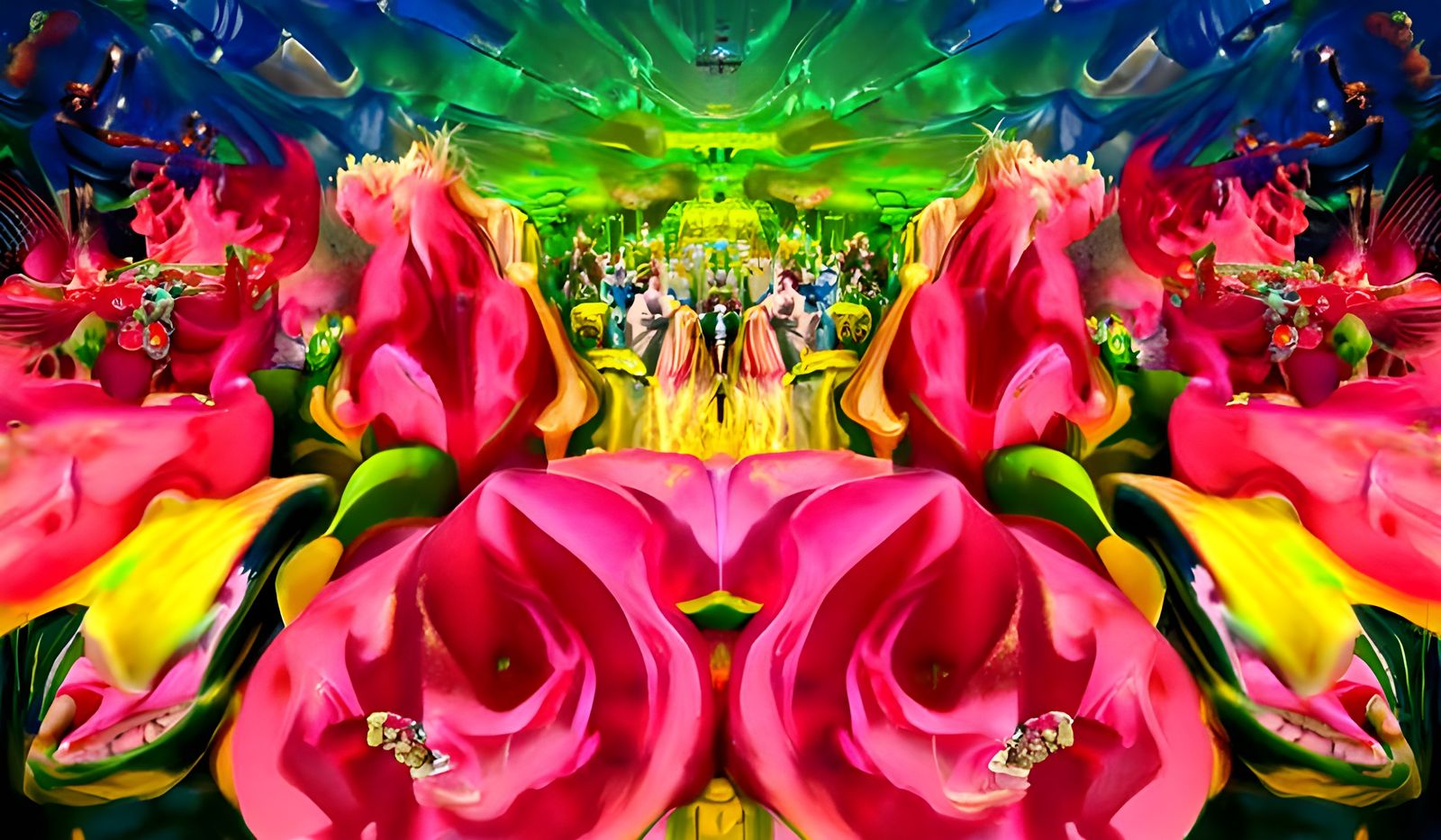 Blooming Infinite Flower Garden: Psychedelic Digital Art