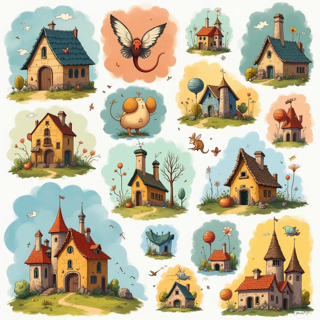 Whimsical World-Building in Vibrant Digital Illustrations