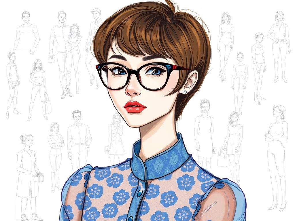 Woman in Blue Blouse, Colored-Pencil Sketch