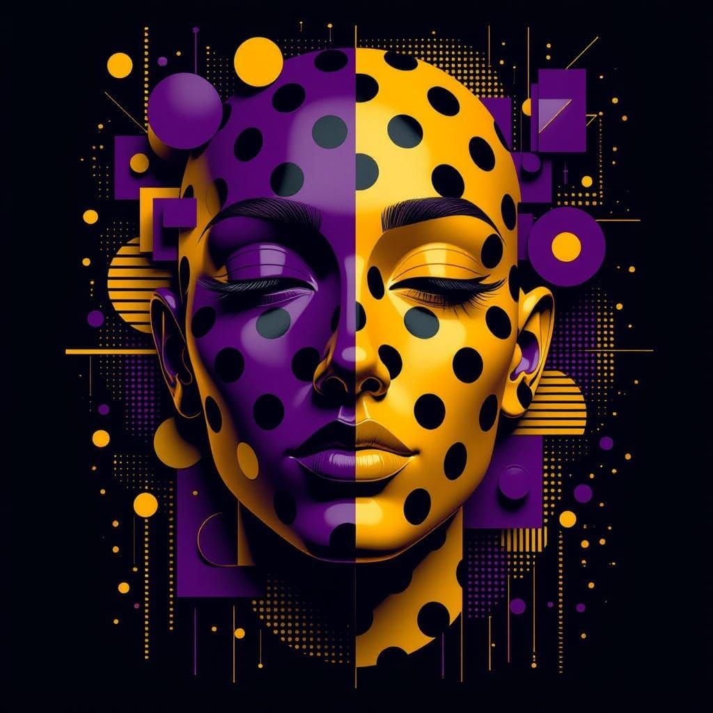 Polka Dot Pop Art Masterpiece on Black Backdrop