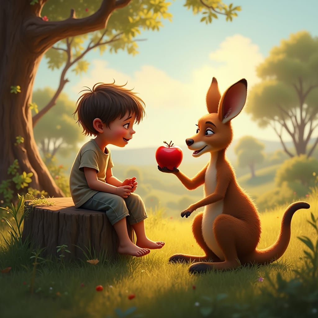 A Kangaroo Offers a Refreshing Fruit Break in the Australian...