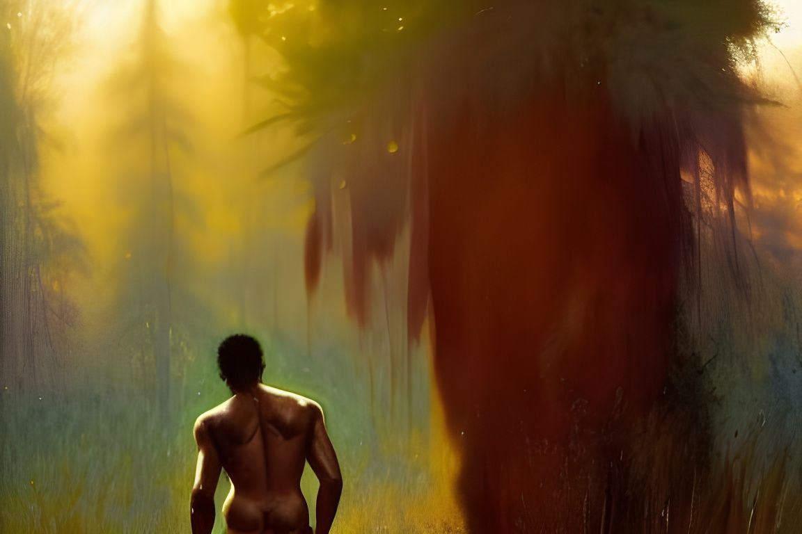 Sunset Forest: Hyperrealistic Gouache and Watercolor Portrai...