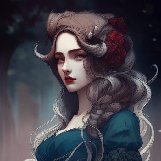 Detailed Portrait of a Woman in Watercolor Style