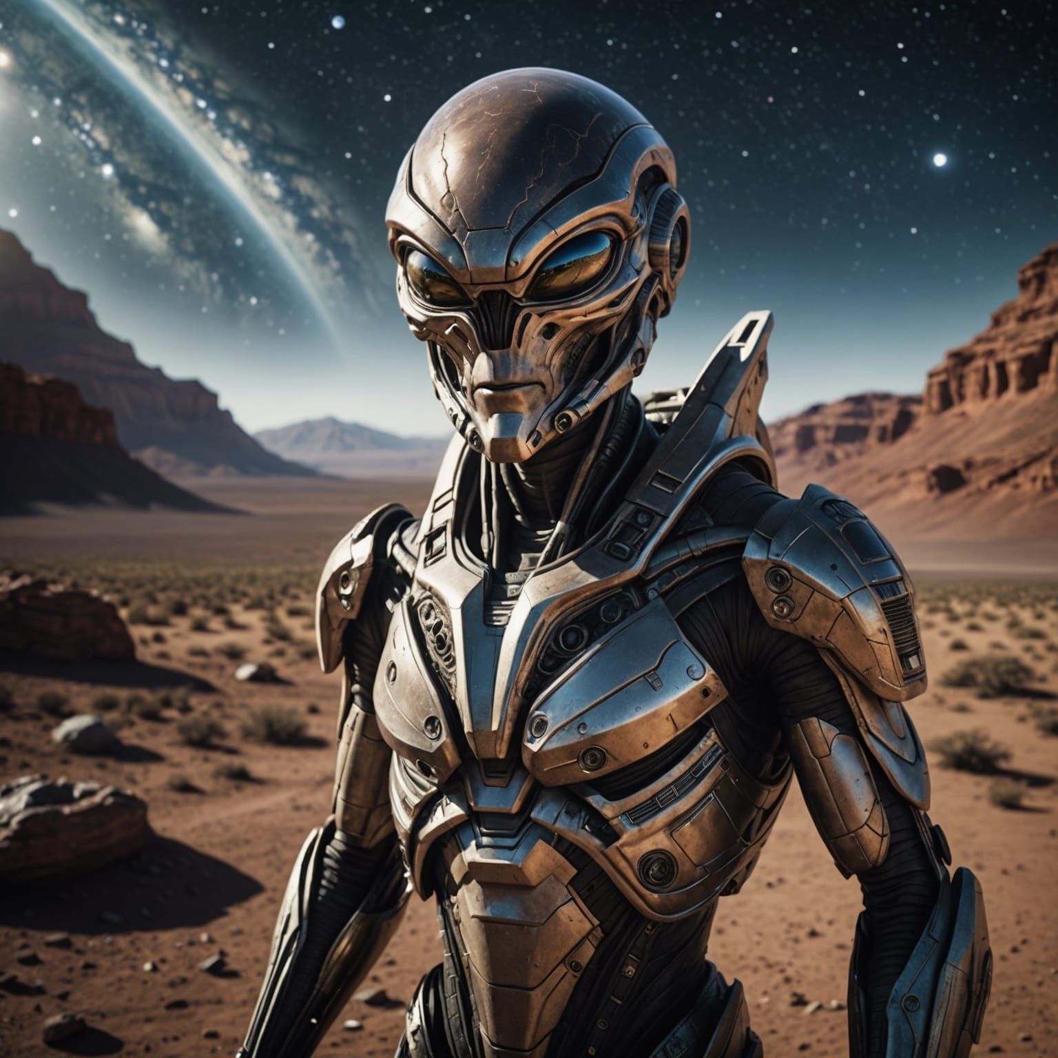 Hyperrealistic Alien Landing on Earth in Cinematic Style