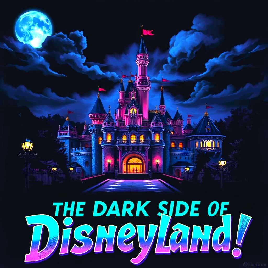 Disneyland at Night in Dark, Moody Comic Book Style