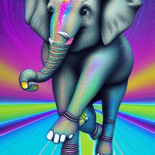 Dancing Elephant in Astral Cosmic Style