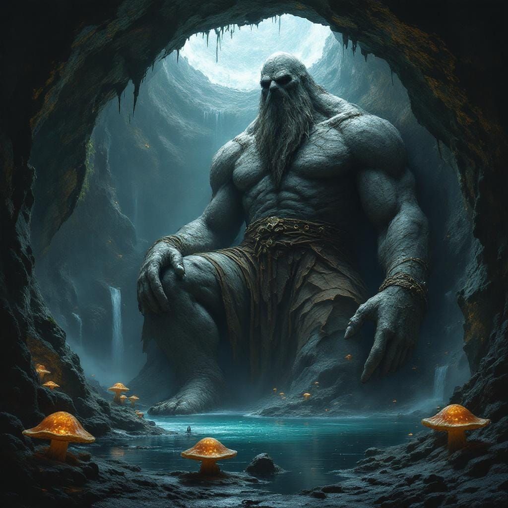 Moss Titan Slumbers in Subterranean Cavern