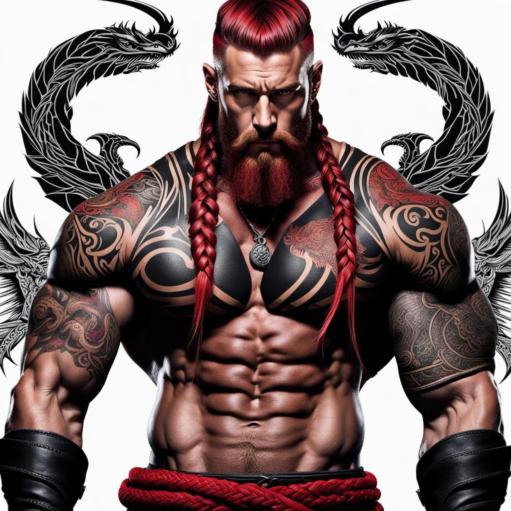 Viking Warrior with Dragon in Digital Art