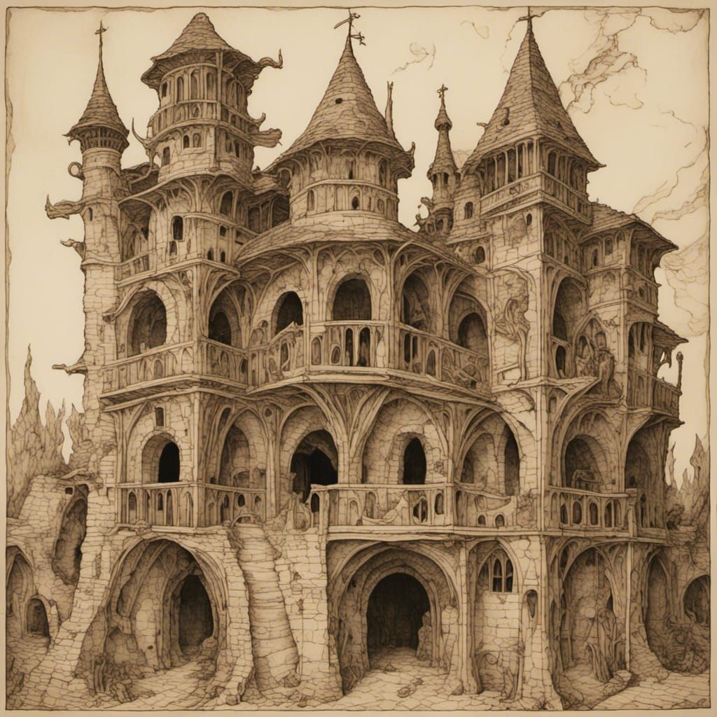 Monastic Cell in Pyrography Style