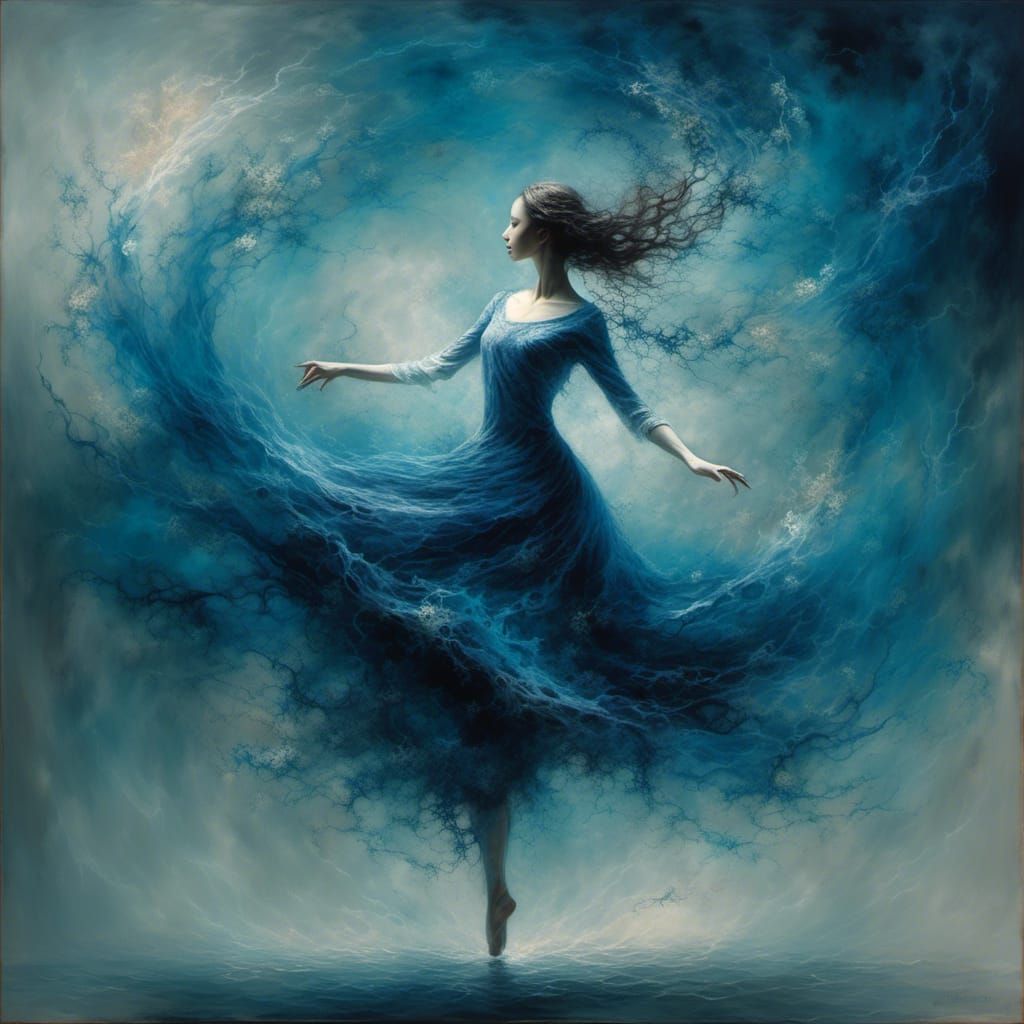 Graceful Dancer in Fractal Swirls