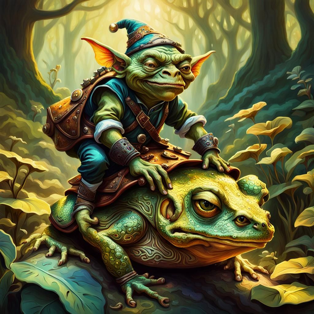 Goblin Rider: A Whimsical Fantasy Illustration