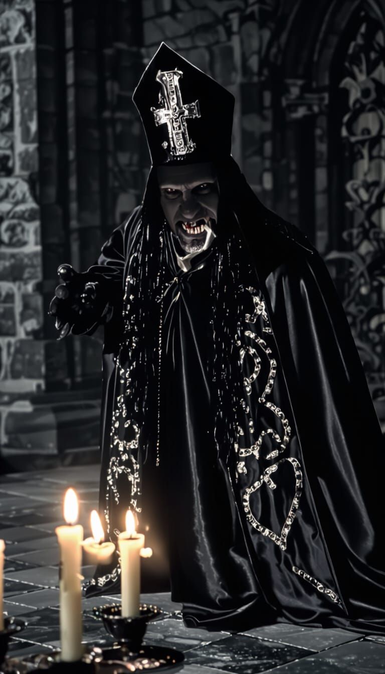 Vampire Archbishop Portrait in Cinematic Film Style