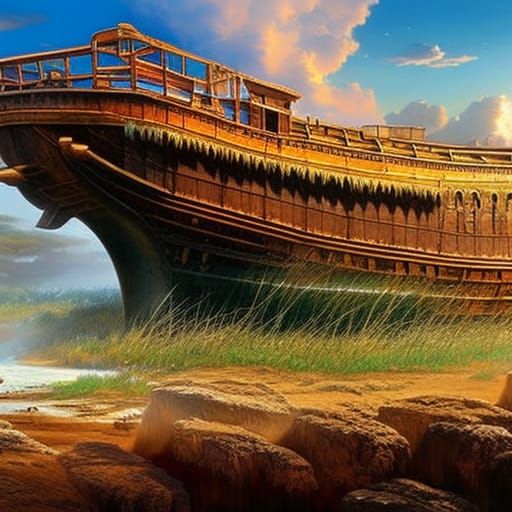 Hyperrealistic Noah's Ark and Noah Concept Art